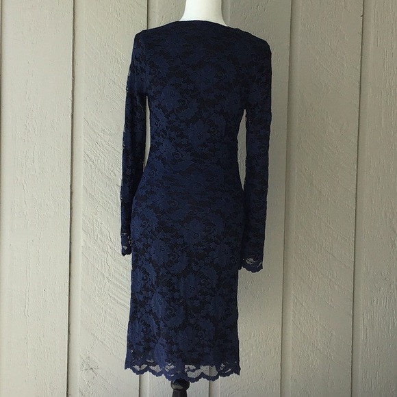 O. Suzanne Long Sleeved Lace Lined Fitted Dress - Picture 4 of 8